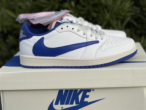 Travis Scott x Fragment x Nike Air Jordan 1 Low White Cream Royal Blue DM7866-166