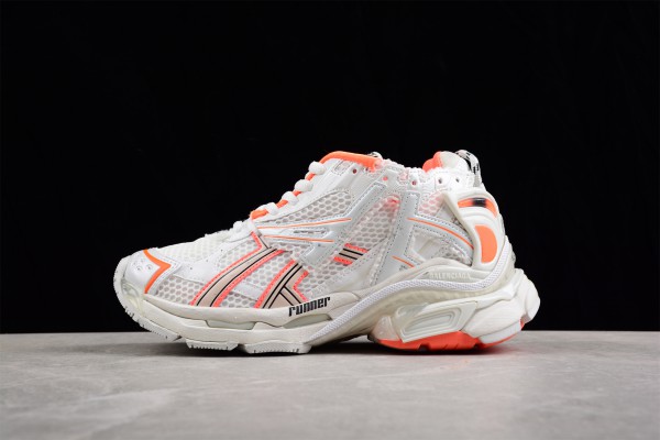 Balenciaga Runner Sneaker in Neon Orange and Off-White Mesh and Nylon