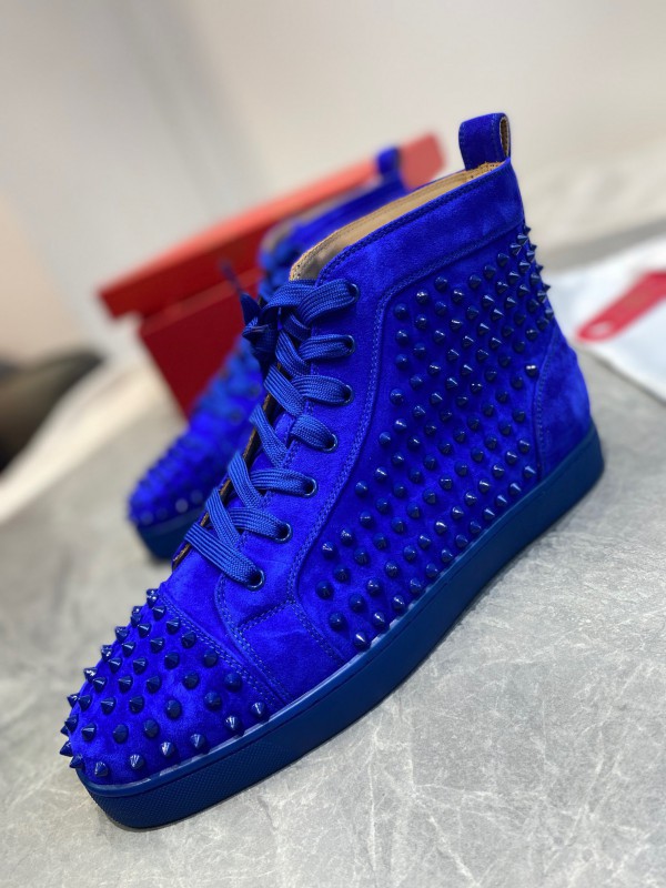 Christian Louboutin Louis Spikes  - High Top Sneaker Navy Blue