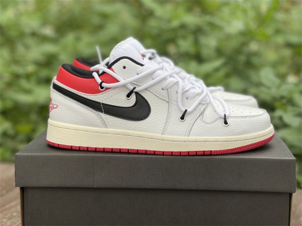 Off-White x Air Jordan 1 Low White Black University Red Shoes