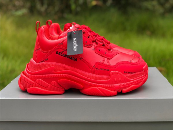 Balenciaga Allover Logo Triple S Bright Red 524039-W2FA1-7632
