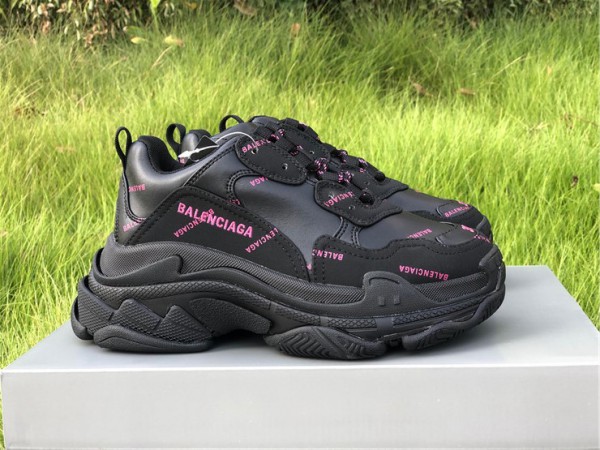 Balenciaga Allover Logo Triple S "Black Pink"
