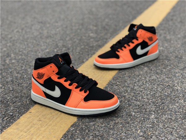 Air Jordan 1 Mid Black Orange Peel - 554724-062
