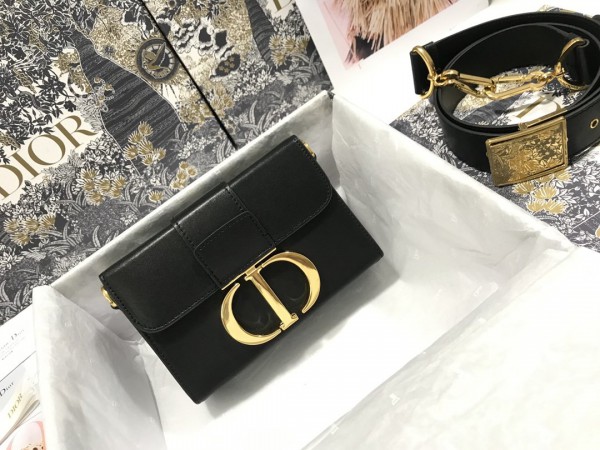 Christian Dior 30 Montaigne Box Bag Calfskin Black/ Gray/ Pink