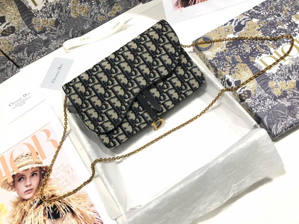 Christian Dior Saddle Oblique print chain clutch