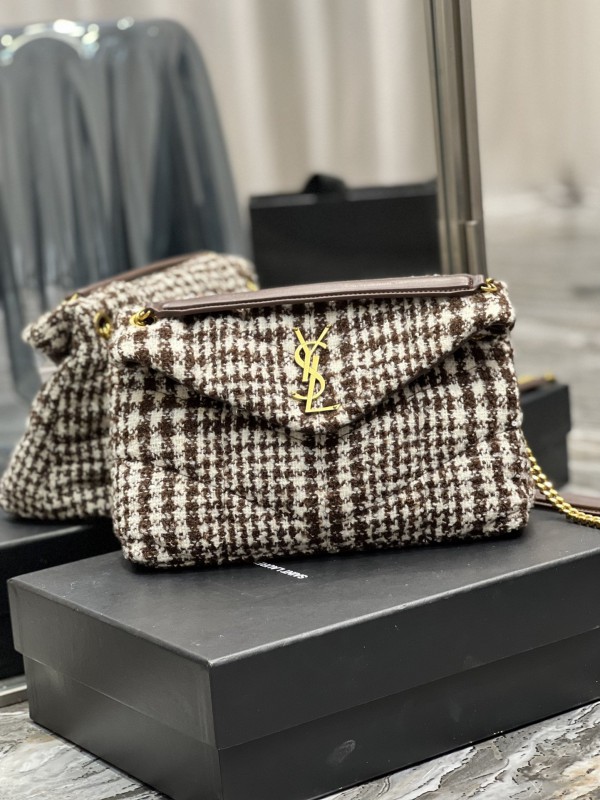 YSL Loulou Puffer Tweed Crossbody Bag