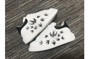 Alexander McQueen 5D Print Oversized Sneaker White Black Swallow