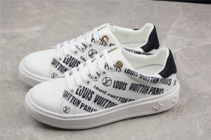 LV Time Out Sneaker White/Black Printed Leather