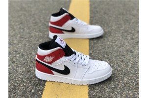 Air Jordan 1 Mid White Black Gym Red - 554724-116