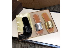 Bottega Veneta Slides Silver/Gold/Black