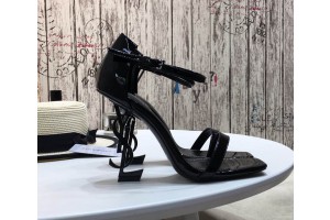 Saint Laurent Patent Leather Ysl-Heel High Heel Sandals