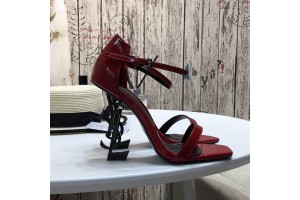 Saint Laurent Patent Leather Ysl-Heel High Heel Sandals