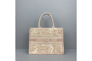 Dior Book Tote Bag Pink Toile De Jouy Embroidery