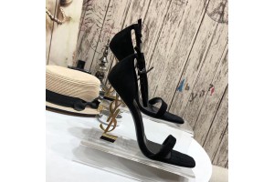 Saint Laurent Suede Ysl-Heel High Heel Sandals