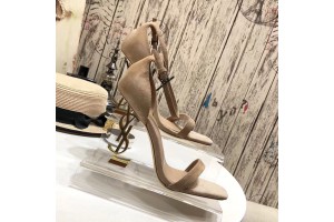 Saint Laurent Suede Ysl-Heel High Heel Sandals