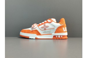 LV Trainer Sneaker Orange White