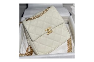 Chanel Caviar White Retro Backpack