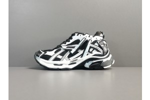 Balenciaga Runner Sneaker In Black - White Mesh - Nylon