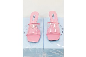Prada Square-toe Sandals Pink/Black/White/Silver