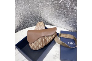Christian Dior Saddle Crossbody Bag CD Diamond Coated Canvas and Leather