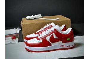 Louis Vuitton Nike Air Force 1 Low By Virgil Abloh White Red