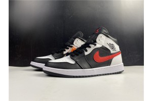 Jordan 1 Mid Black Chile Red White 554724-075