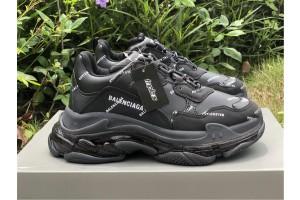 Balenciaga Allover Logo Triple S Clear Sole Black