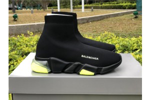 Balenciaga Speed Clear Sole Sneaker Black / Yellow- Fluo 517319-W07U0-1007