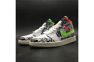 Air Jordan 1 Mid All Over Logos - 554724-119