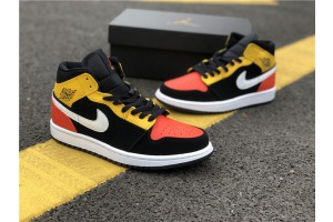 Air Jordan 1 Mid Black Amarillo Orange - 852542-087