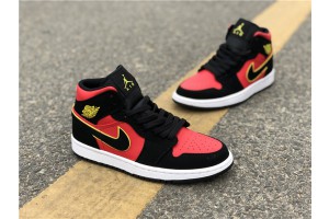 Air Jordan 1 Mid Black Hot Punch (W) - BQ6472-006 