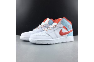 Air Jordan 1 Mid White Topaz Mist (GS) - 555112-104