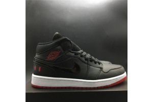 Air Jordan 1 Mid Black University Red - BQ6578-001