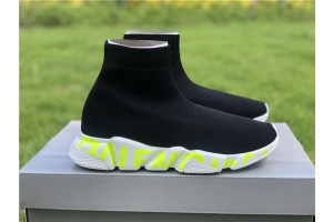Balenciaga Graffiti Speed Sneaker Black/White-Fluorescent Green 517319-W07U0-1013