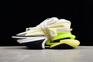Balmain Neoprene and leather Unicorn low-top sneakers - White Neon Green