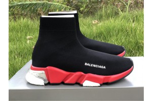 Balenciaga Speed Clear Sole Sneaker BlackRed-White 607544- W05GH -1038