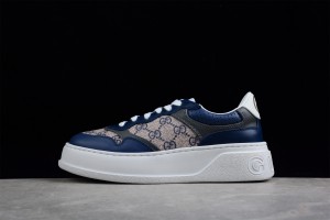 Gucci GG Embossed Sneaker In Beige - Blue
