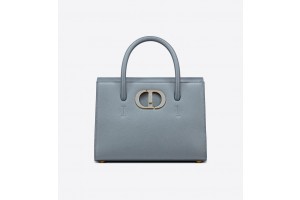 Christian Dior Medium St Honoré Tote Bag In Blue Grained Calfskin