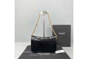 YSL Solferino In Crocodile Pattern Chain Flap Bag