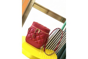 YSL 80'S Vanity Bag In Carré-Quilted Grain De Poudre Embossed Leather