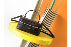 Kitlife YSL Cosmetic Bag Mini Quilted Lambskin Black