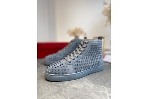 Christian Louboutin Louis Spikes  - High Top Sneaker Grey  CLHT-006