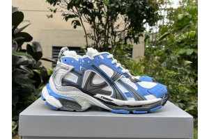 Balenciaga Runner Sneaker in blue, white and grey nylon and suede-like fabric