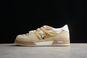 FENDI MATCH Fendace Printed white satin low-tops Sneaker