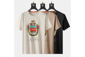 Hermes Short Sleeve T-Shirt Black/White/Beige