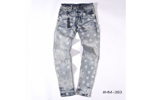 Amiri Wax Denim Light Blue Jeans - Pattern Flower