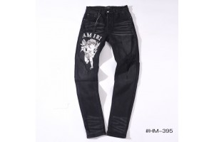 Amiri Wax Black Denim Jeans - Angel Logo