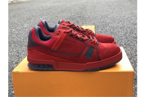 Louis Vuitton Trainers Suede Red