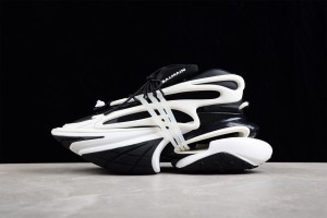 Balmain Neoprene and leather Unicorn low-top sneakers - Black White