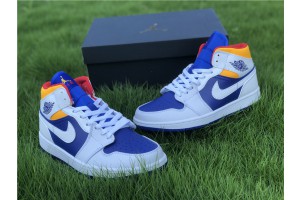 Air Jordan 1 Mid Royal Blue Laser Orange - 554724-131